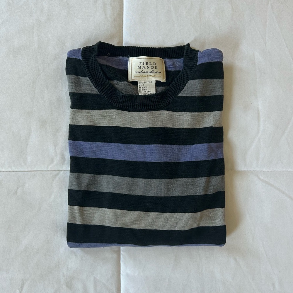 Vintage 100% Silk Striped Knit Top